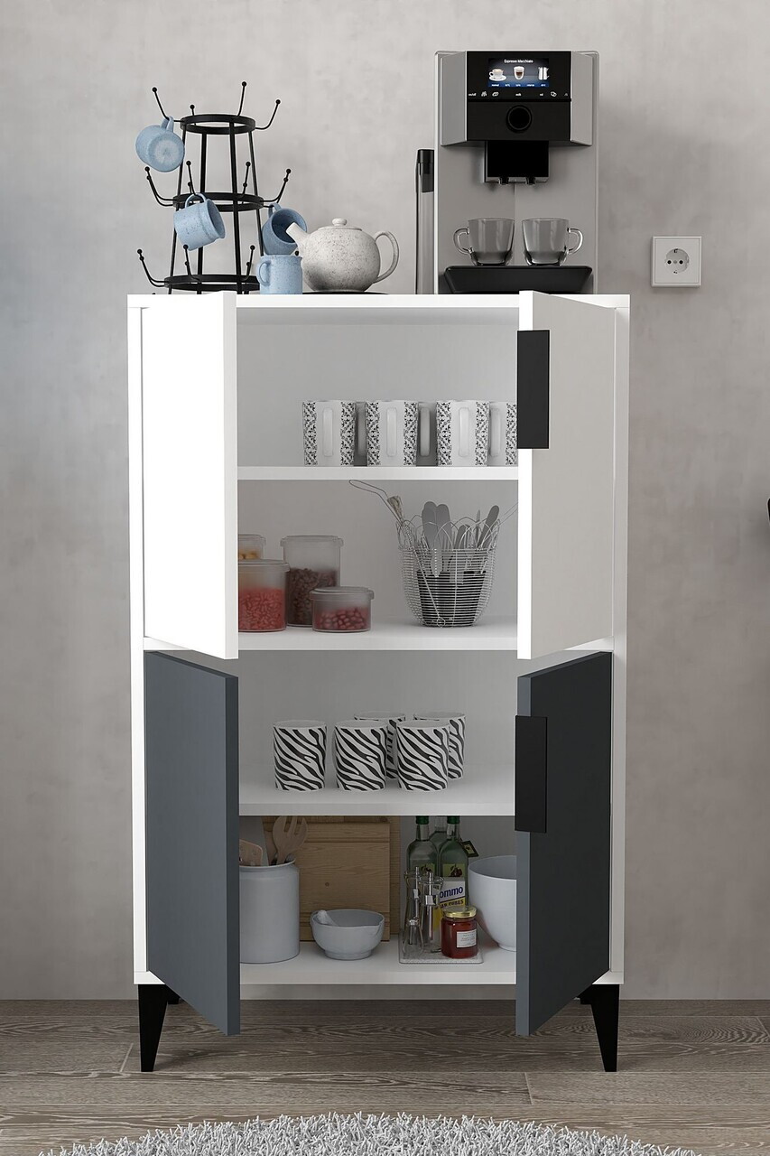 Dulap multifunctional, Hanah Home, Ada 1402, 72x114x36.5 cm, PAL, Alb / Antracit — imaginea 2