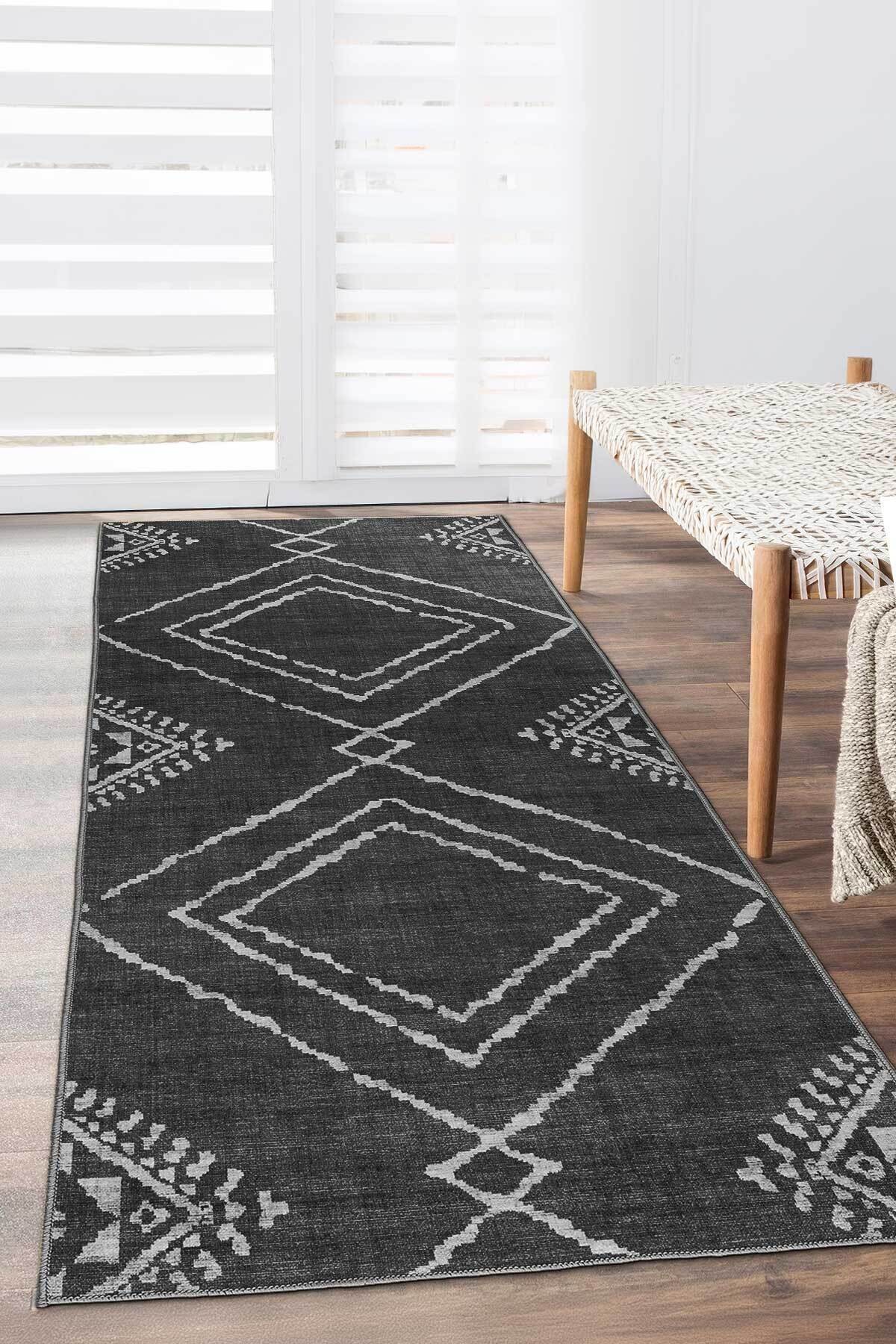 Covor, DC-7277-YOLLUK-353, 60x300 cm, Poliester, Antracit