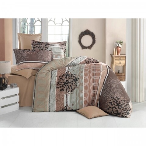 Lenjerie de pat dubla, Terre Bedora, 6 piese, 240x240 cm, 100% bumbac ranforce