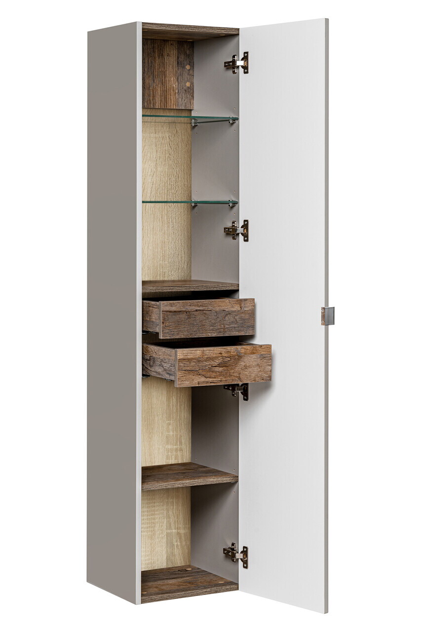 Dulap inalt cu 1 usa si 2 sertare, cu fixare pe perete, Santa Fe Taupe, Comad, 35x33x160 cm, MDF/PAL laminat, gri — imaginea 2