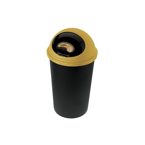 Cos de gunoi Big Hoop cu capac batant, colectare selectiva, plastic, 45 L, galben