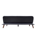 Canapea extensibila Rinko, Homla, 3 locuri, 195x81x74 cm, lemn/catifea din poliester, gri inchis