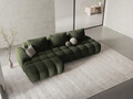 Coltar extensibil stanga 3 locuri, Linz, Cosmopolitan Design, 275x142x84 cm, cotiera dreapta, catifea, verde