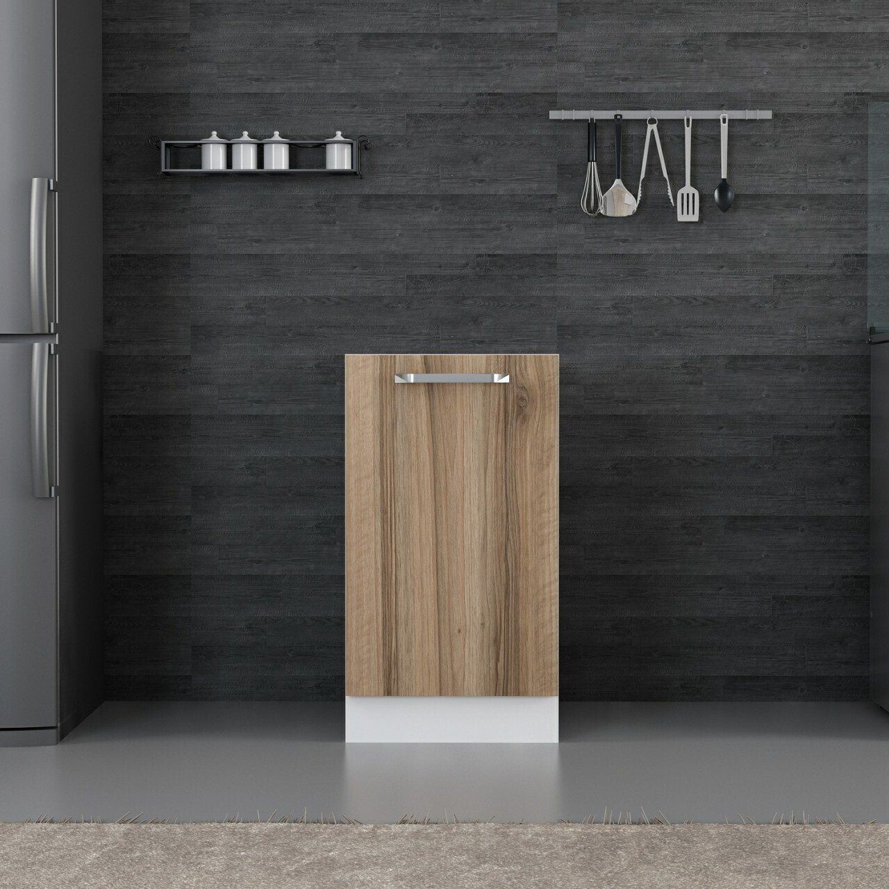 Dulap pentru bucatarie, Hanah Home, Minar, 45x87x58 cm, Alb / Dore