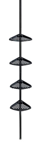 Etajera extensibila de colt, Allstar, Opal, 19.5 x 26 x 85-250 cm, metal, negru