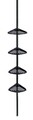Etajera extensibila de colt, Allstar, Opal, 19.5 x 26 x 85-250 cm, metal, negru