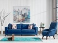 Canapea extensibila cu spatiu depozitare Kappa Blue, Heinner, 3 locuri, 230x100x78 cm, stofa