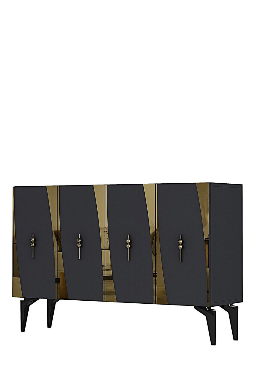 Consola, Hanah Home, Elips 120, 120x75x32 cm, Antracit / Aur — imaginea 4