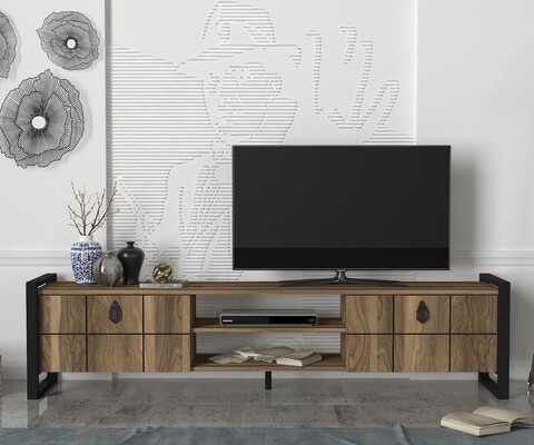 Comoda tv lost, furny home, 184.5x34x45 cm, maro/negru