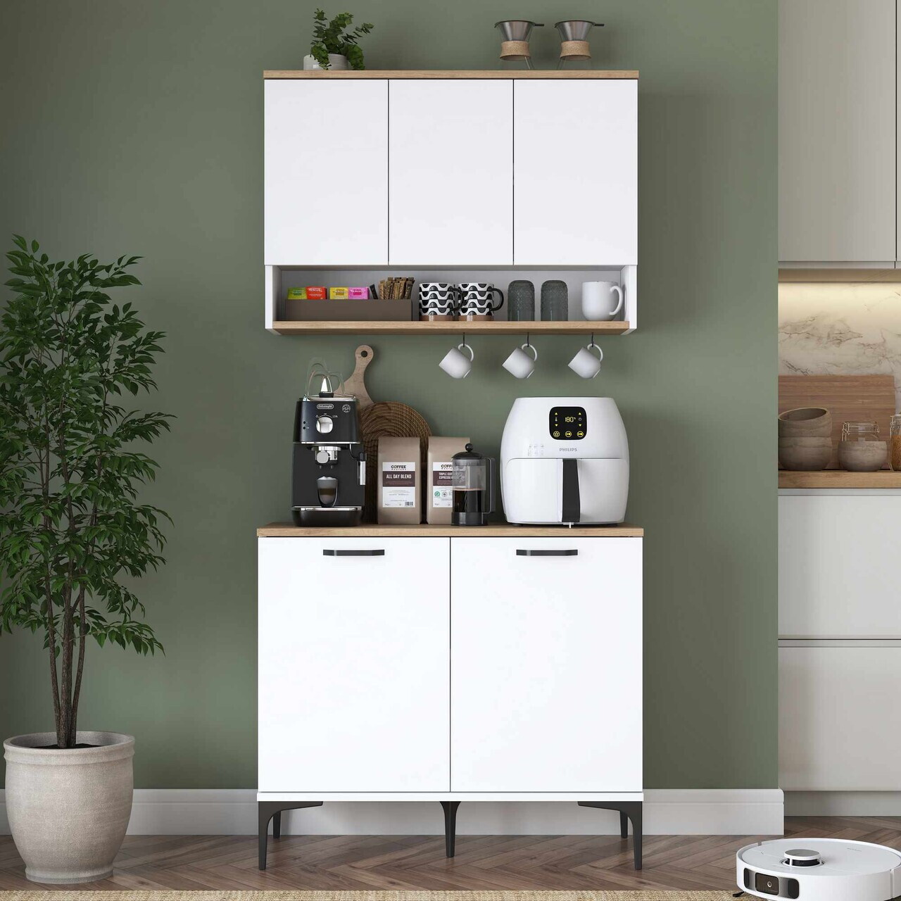 Dulap multifunctional, Hanah Home, JE271, 90.2x140.4x40 cm, Alb/Maro — imaginea 2