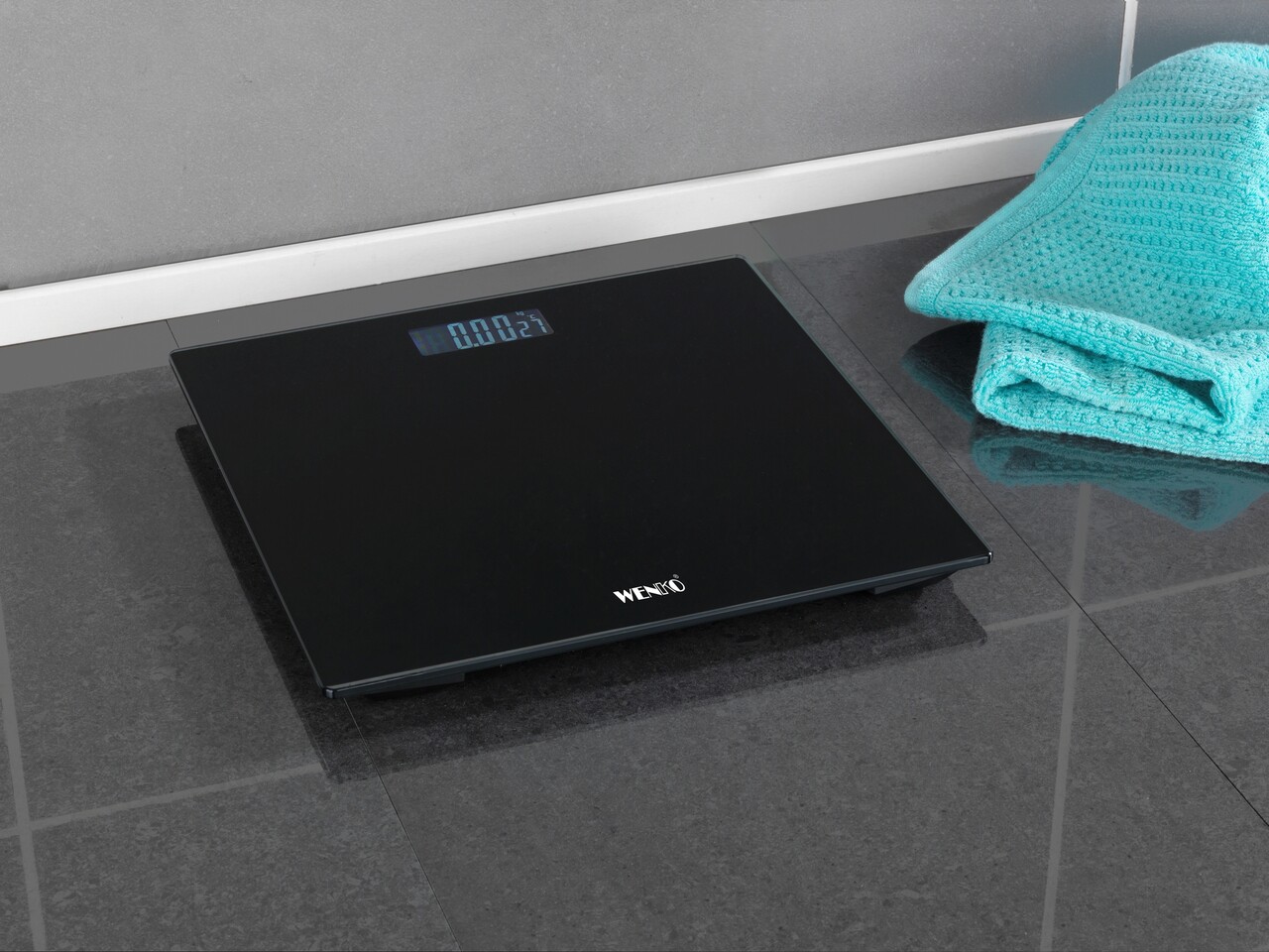 Cantar de baie LCD, Wenko, 28x28x2.2 cm, sticla/ABS, negru - view 10