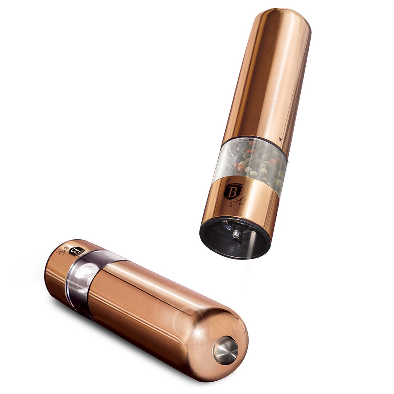 Set 2 rasnite electrice pentru sare/piper Berlinger Haus, Rose Gold, inox/ceramica, roz - imagine 5