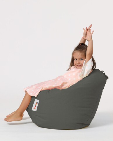 Fotoliu puf pentru copii, Bean Bag, Ferndale, 60×60 cm, poliester impermeabil, gri fumuriu 60X60