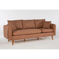 Set de canapea, Unique Design, 867UNQ1620, Lemn de carpen, Maro