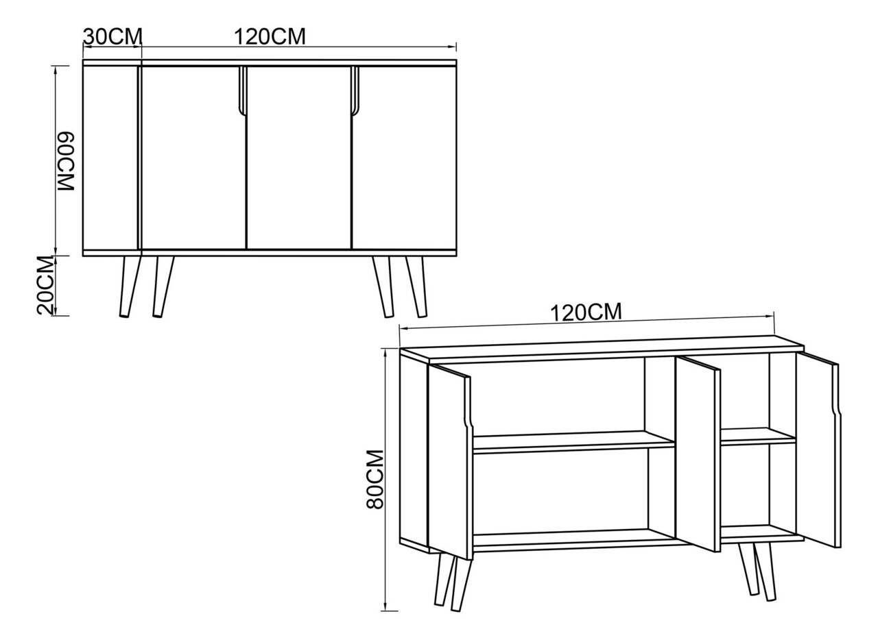 Consola, Hanah Home, Verona 120, 120x80x30 cm, PAL, Stejar Safir / Alb