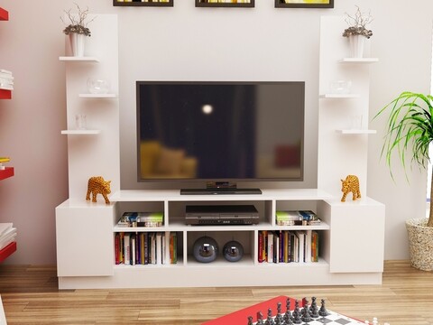Comoda TV TOMARA, Gauge Concept, 180x31x150 cm, PAL, alb 180x31x150