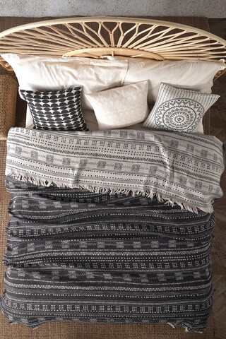 Cuvertura double pique, 220x240 cm, 100% bumbac, ikona, viaden, antracit