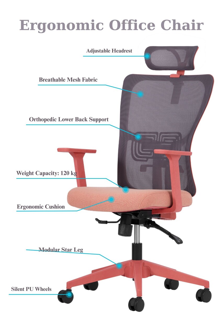 Set scaune de birou (2 piese), Hanah Home, Lumbar 126, Plastic, Roz somon - view 6