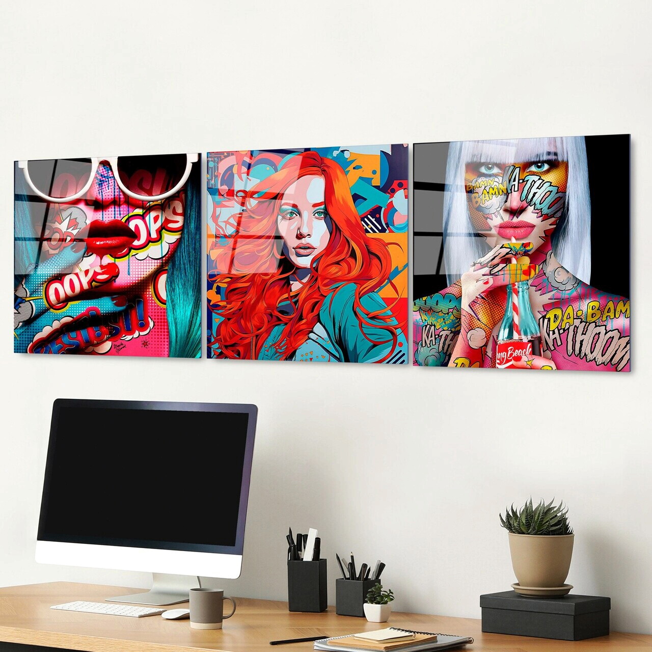 Tablou decorativ, UV-858, Dimensiune: 50 x 50 cm (3 bucăți), Multicolor — imaginea 2