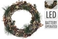 Coronita decorativa cu LED-uri, 33x8 cm, verde/maro