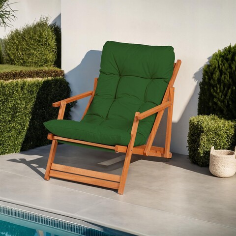 Scaun de gradina, Meya Dekor, My008, 50x81x50 cm, Lemn de fag, Verde / Natural