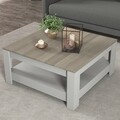 Masuta de cafea, Minima, Grado, 89 x 46 x 89 cm, pal melaminat, gri deschis/stejar