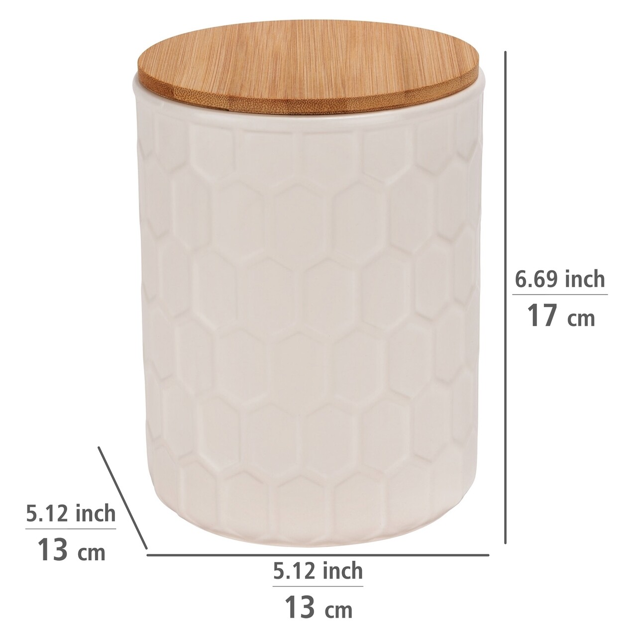 Recipient depozitare cu capac, Wenko, Maya, 1.3 L, 13 x 17 x 13 cm, ceramica/bambus - 1 | YEO
