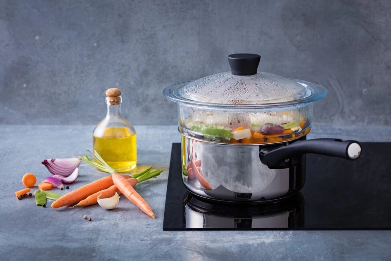 Sita abur, din sticla termorezistenta, 20cm/2L, "Classic" - Pyrex - imagine 2