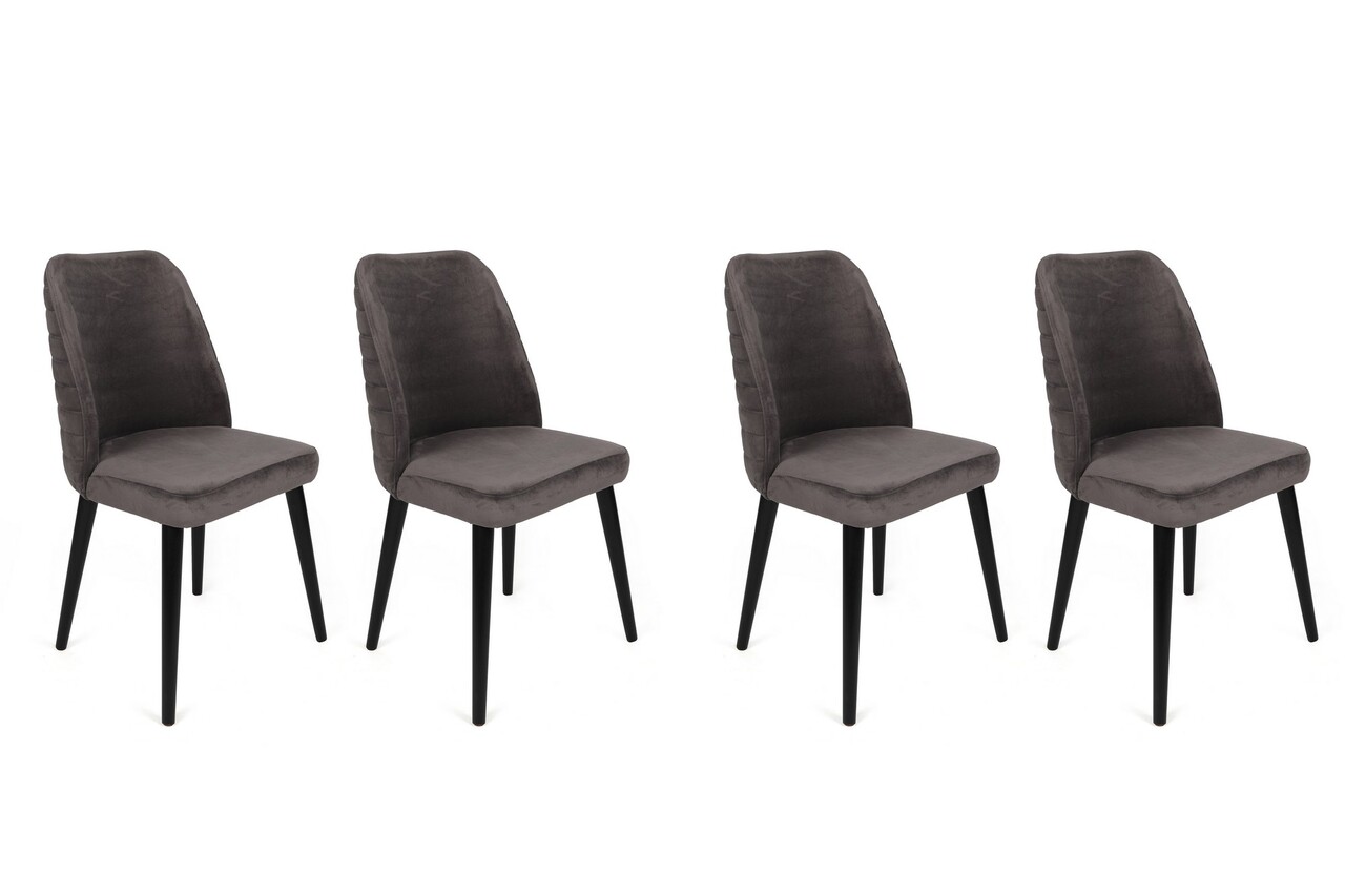 Set scaune 4 piese, Nmobb, Tutku-301 V4, Metal, Antracit / Negru