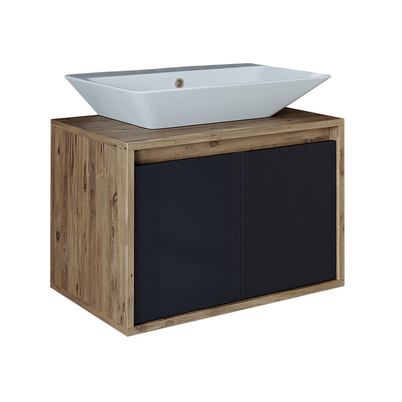 Dulap de baie cu chiuvetă, Hanah Home, 1707, 65x58x45 cm, MDF-LAM, Pin Atlantic / Antracit — imaginea 6