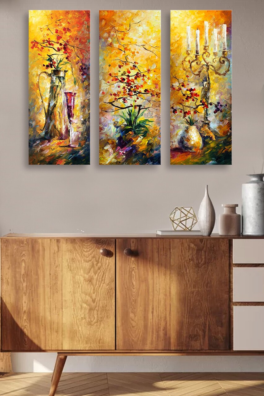 Set 3 tablouri decorative MDF0057 20 x 50 cm 3 piese Multicolor