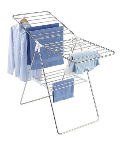 Uscator rufe, wenko, flex, 145 x 60 x 90 cm, 15 m capacitate de uscare, inox/polipropilena, gri/alb