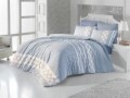 Lenjerie de pat pentru o persoana, 3 piese, amestec bumbac, Nazenin Home, Diamond, alb/albastru