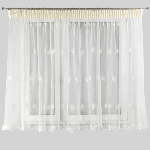 Perdea eurofirany, eleonora, 400x145 cm, poliester, alb/crem