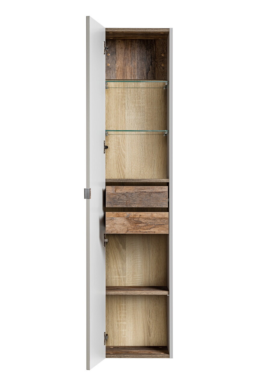 Dulap inalt cu 1 usa si 2 sertare, cu fixare pe perete, Santa Fe Taupe, Comad, 35x33x160 cm, MDF/PAL laminat, gri — imaginea 3