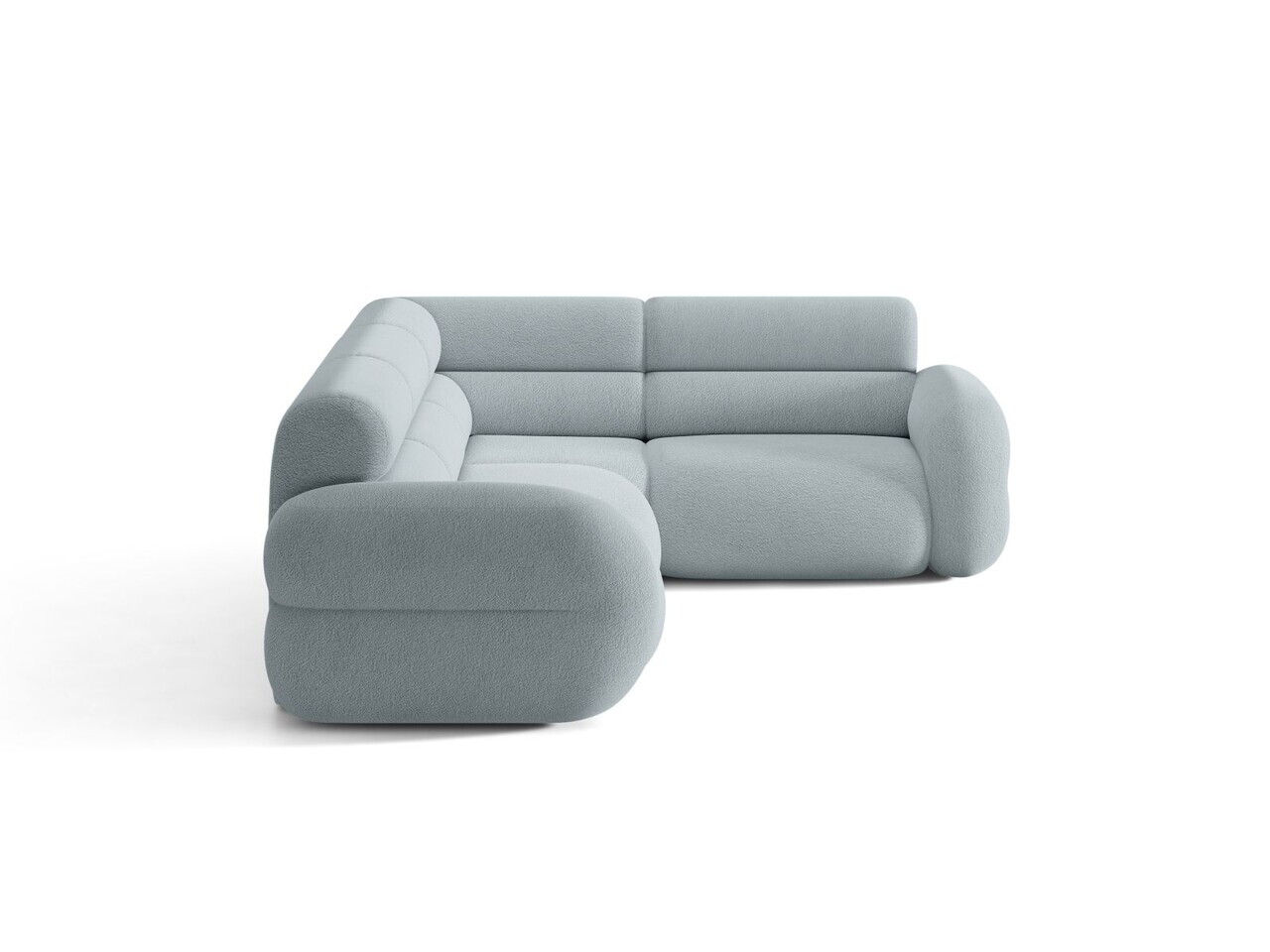 Coltar dreapta 5 locuri, Neo, Micadoni Home, 295x210x83 cm, tesatura Boucle, albastru deschis — imaginea 3