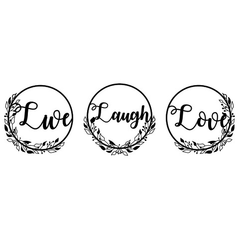 Set 3 decoratiuni de perete, Live Laugh Live, Tanelorn, 48×48 cm, metal