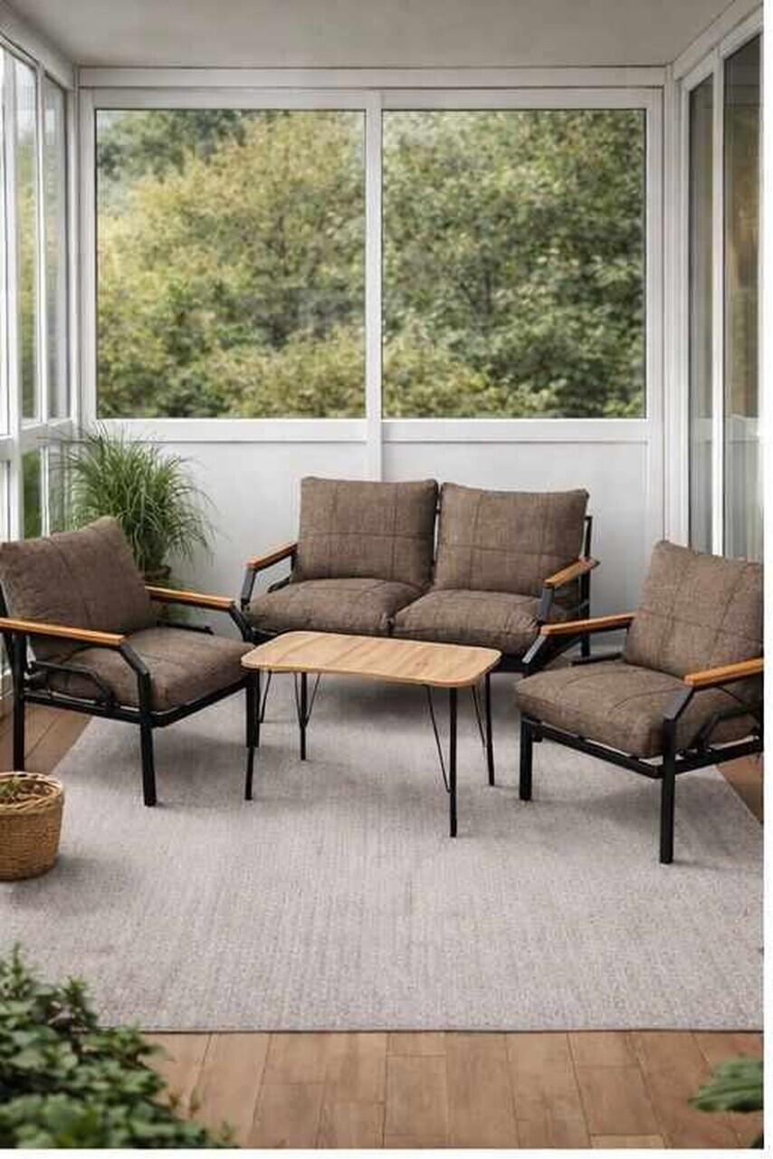 Set mobilier de gradina, Hanah Home, Kutay Sehpa, Bej