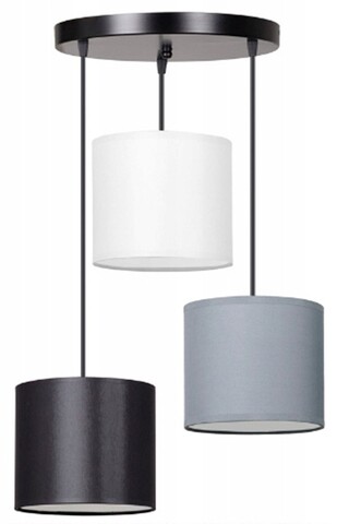 Candelabru Tube, Casa Parasio, 3 x E27, 60 W, alb/negru/gri