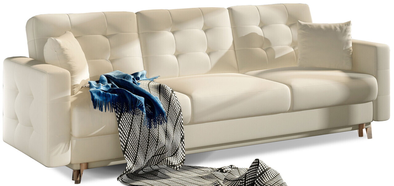 Set canapea extensibila 3 locuri si fotoliu ELTAP, Asgard, 235x95x86 cm / 107x92x86 cm, lemn/poliester, bej deschis - view 3