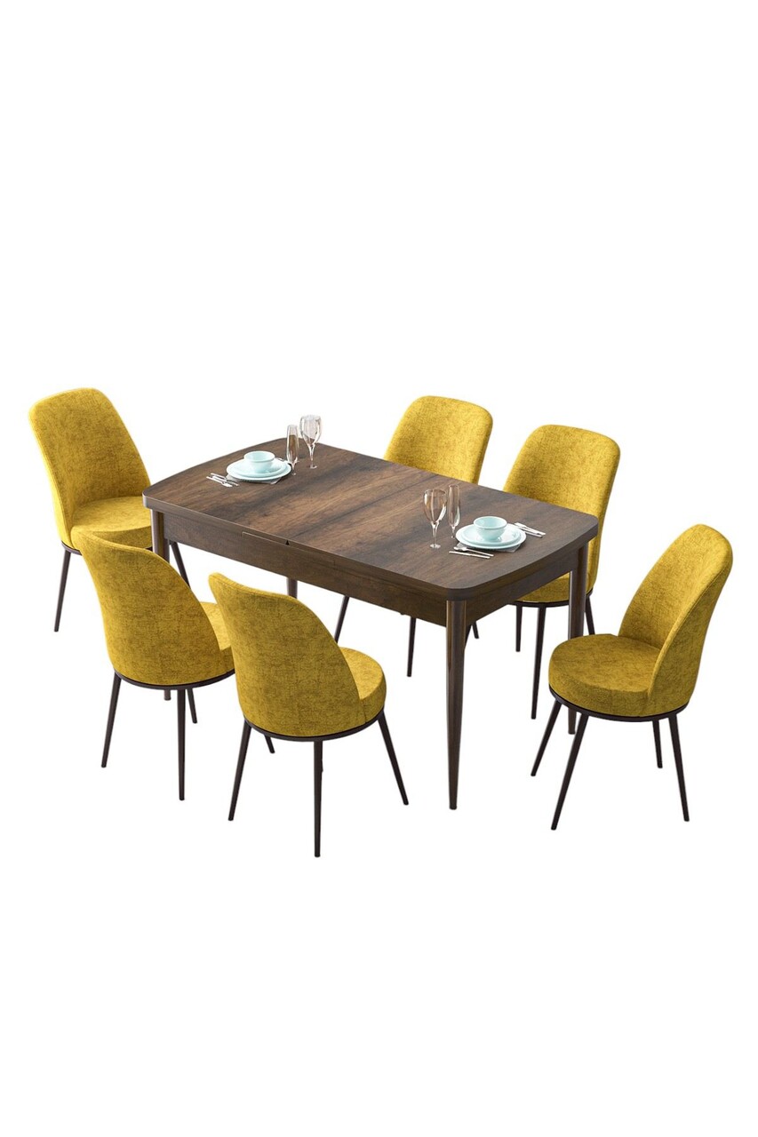 Set masa extensibila si scaune, Hanah Home, Zen, Baroc / Muștar - view 2