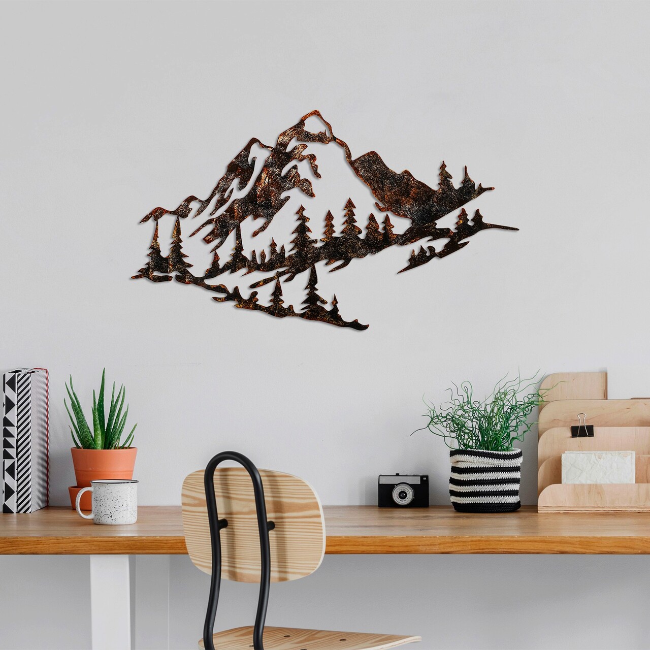 Decoratiune de perete, Mountain, Metal, 70 x 40 cm, Multicolor - 1 | YEO