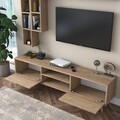 Comoda TV cu 3 rafturi, Wren, M16 - 405, pal melaminat, nuc