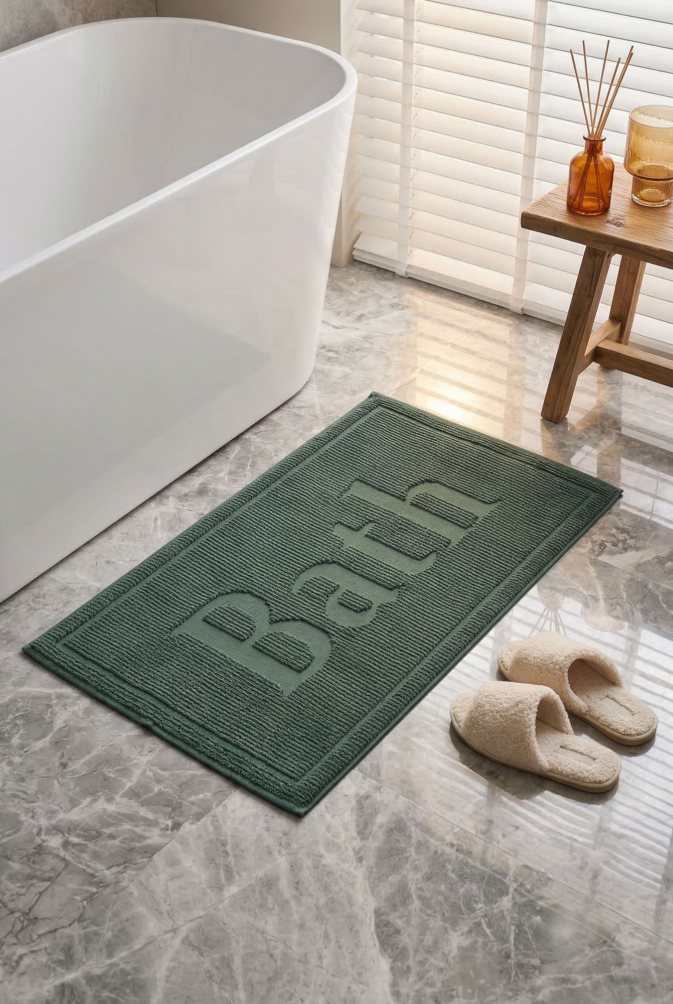 Set covorase de baie 2 piese, L'essentiel Maison, Bath, Verde inchis