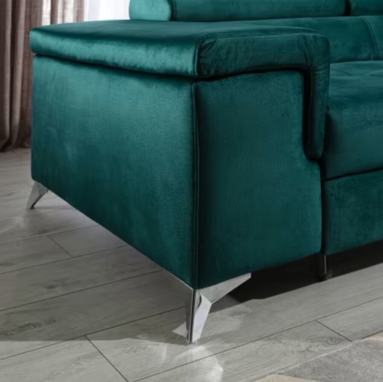 Coltar extensibil dreapta 4 locuri ELTAP, Ric-56, Ricardo, 281x205x88 cm, lemn/poliester, verde inchis - view 7