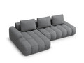 Coltar extensibil stanga 3 locuri, Linz, Cosmopolitan Design, 275x142x84 cm, cotiera dreapta, tesatura structurata, gri