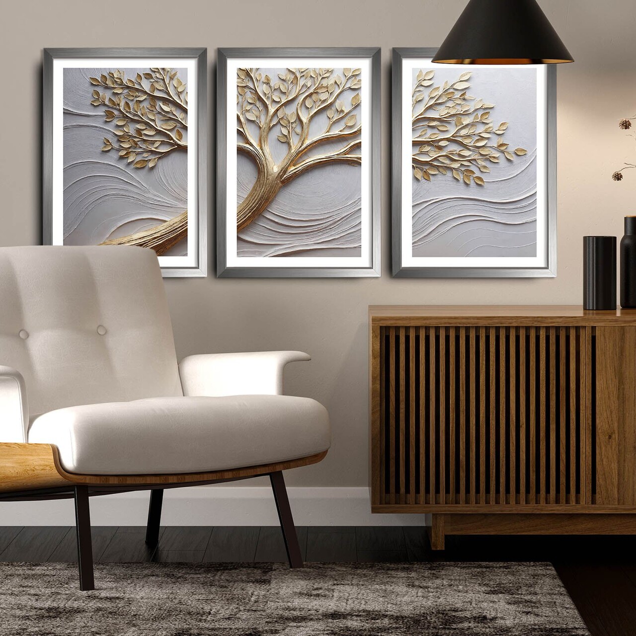 Set 3 tablouri decorative, 3Pantct-023, Cadru: 100% LEMN (Grosime: 1,9 cm), Multicolor - view 2