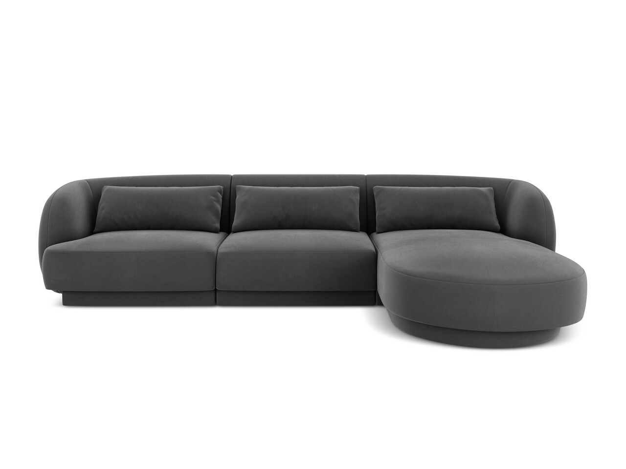 Coltar dreapta 4 locuri, Tulum, Cosmopolitan Design, 255x156x70 cm, catifea, gri