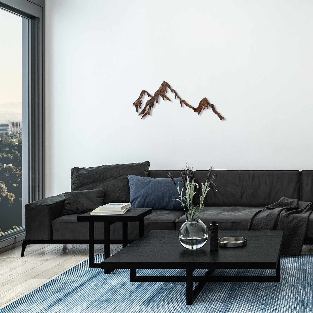 Decoratiune de perete, Rusty Mountain, Dimensiune: 45 x 70 cm, Maro antichizat - view 4