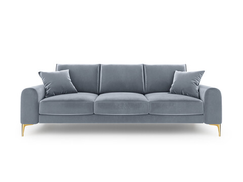 Canapea, Madara, Mazzini Sofas, 3 locuri, gold legs, 222x102x90 cm, catifea, albastru deschis